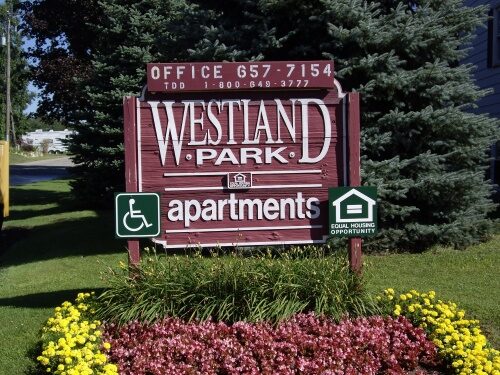 Westland Park Apartments entrance hording