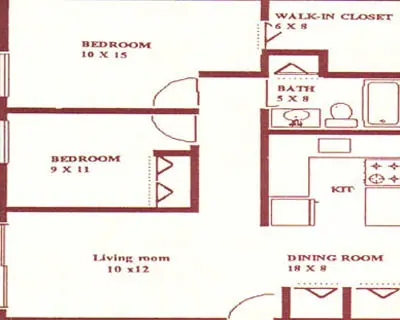 Woodsview Manor Apartments floor plan with two bedrooms