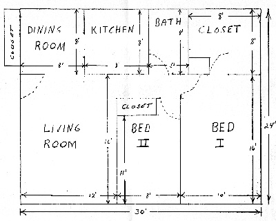 Walnut Acres Apartments floor plan for bedroom