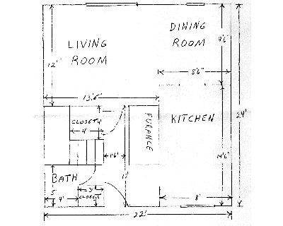 Walnut Acres Apartments floor plan for bedroom and downstairs