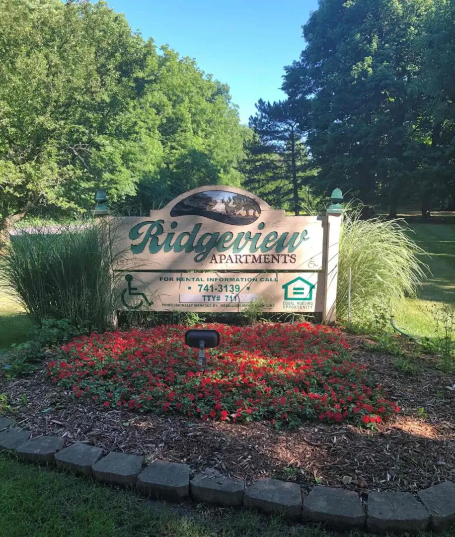 Ridgeview apartments sign